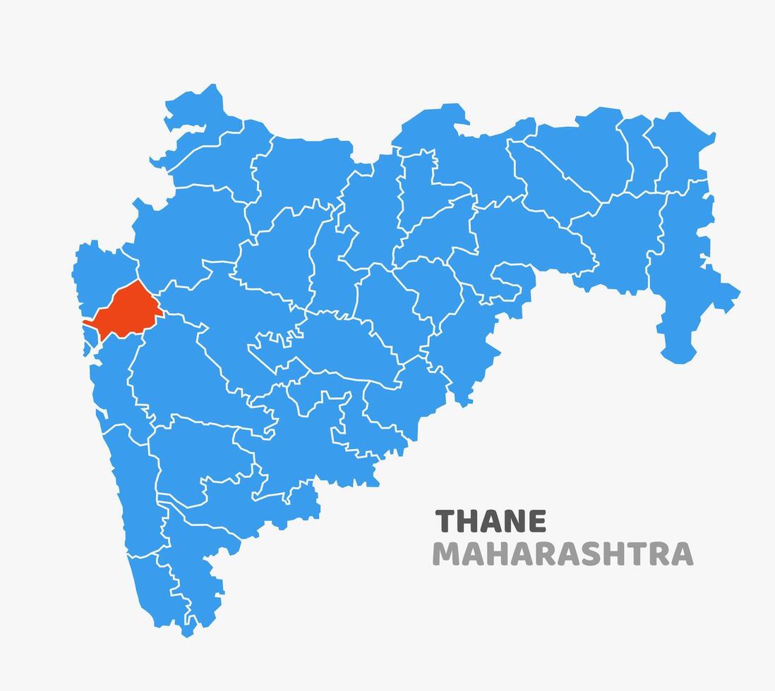 map with Thane district highlighted in Maharashtra, India vector
