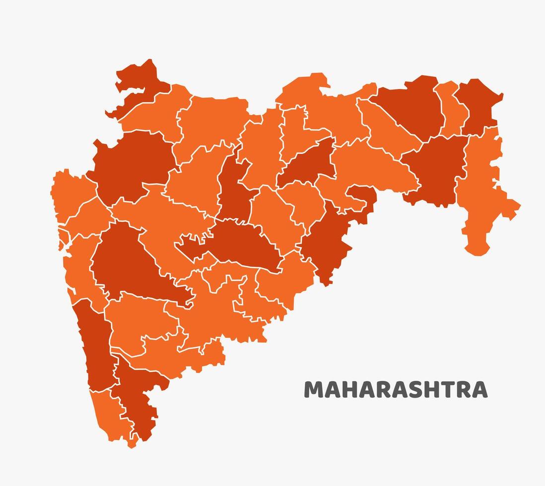 Maharashtra State Map with All Districts vector