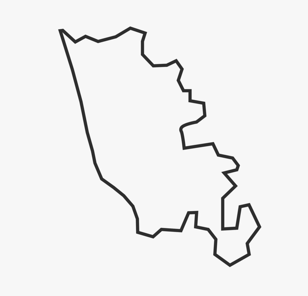 Flat Black line Map of Sindhudurga District, Maharashtra, India vector
