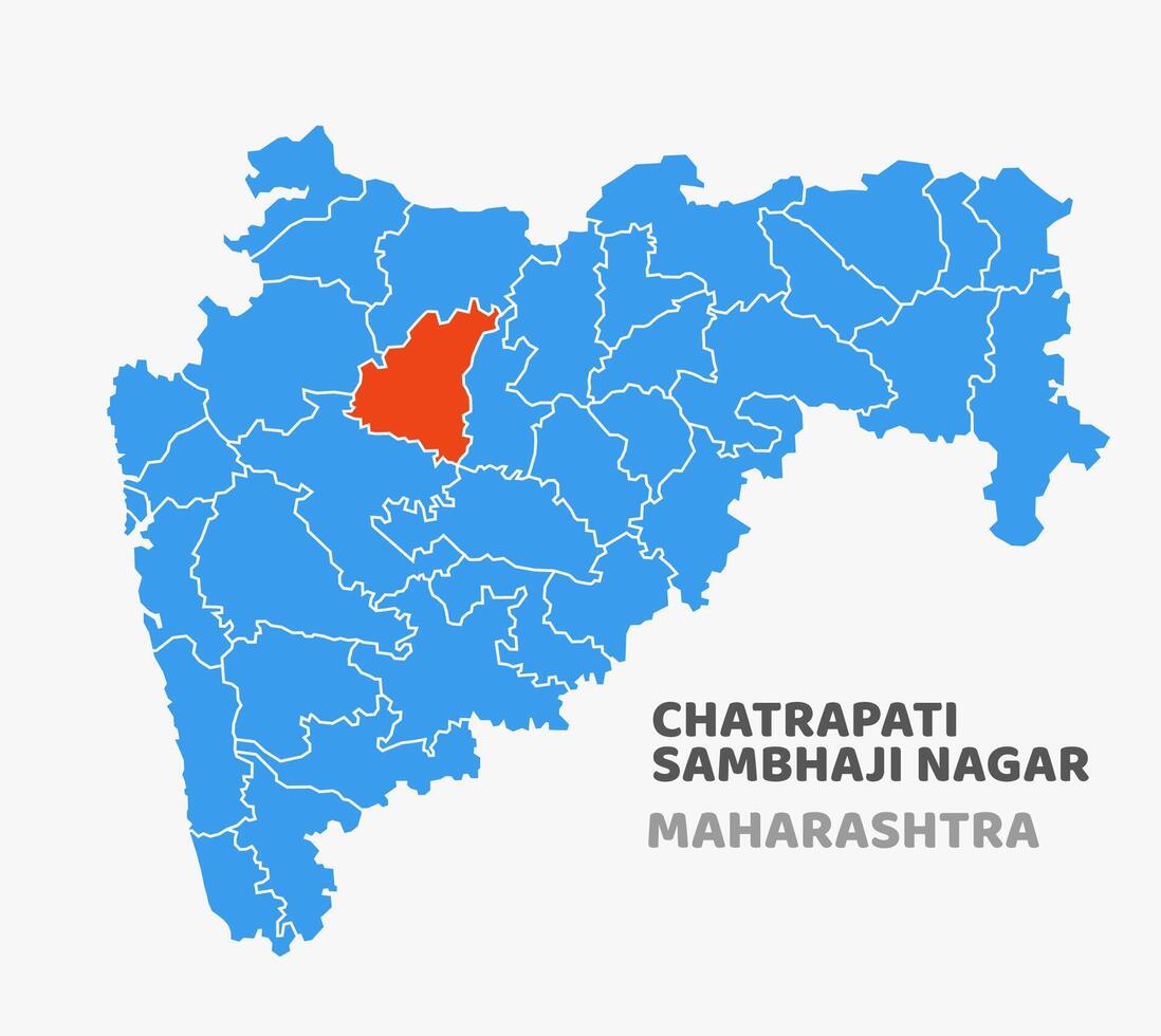 map with Chatrapati Sambhaji Nagar district highlighted in Maharashtra, India vector