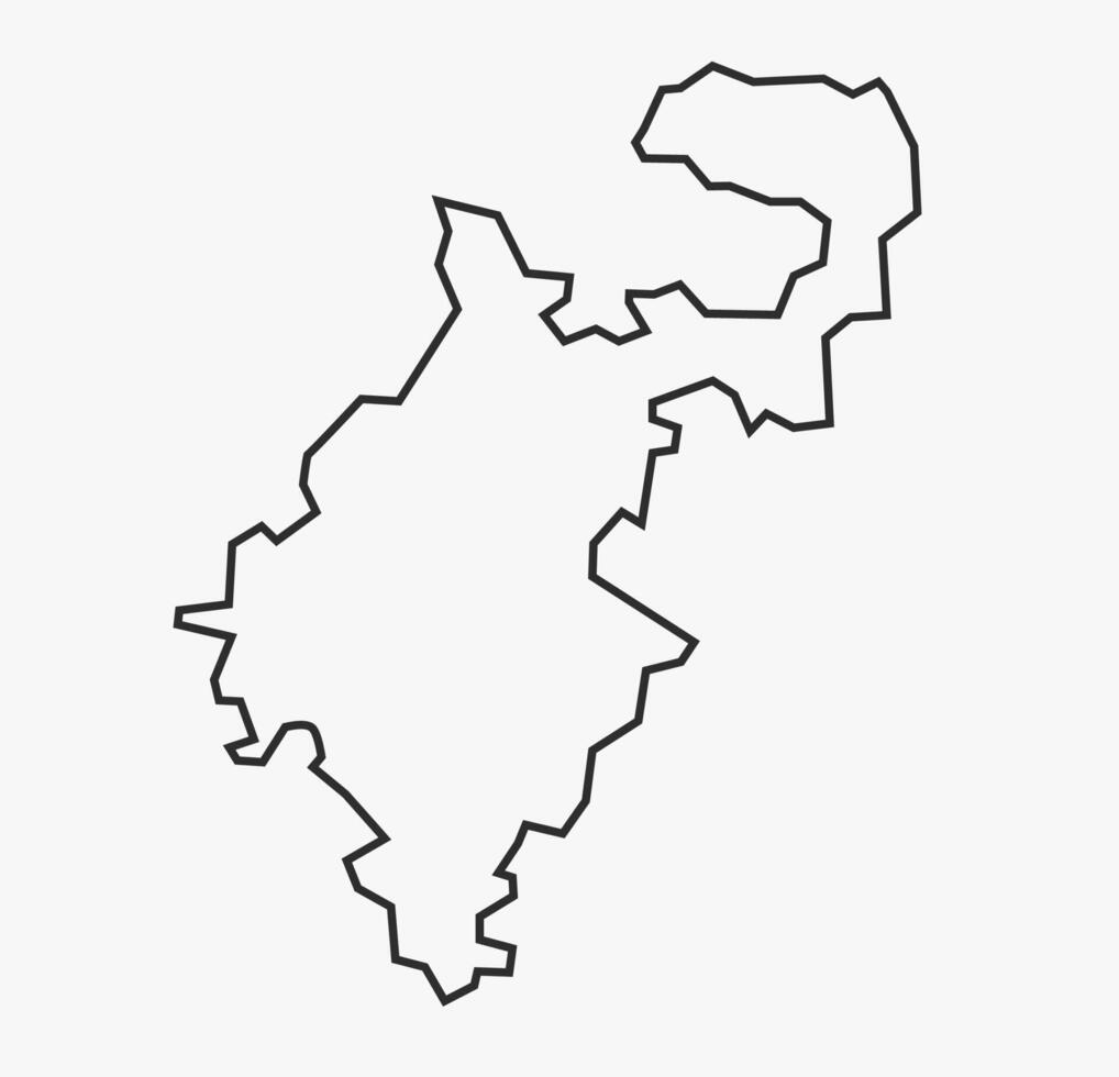 Flat Black line Map of Nanded District, Maharashtra, India vector