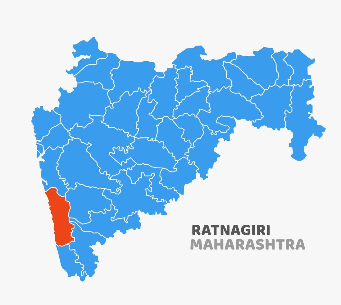 map with Ratnagiri district highlighted in Maharashtra, India vector