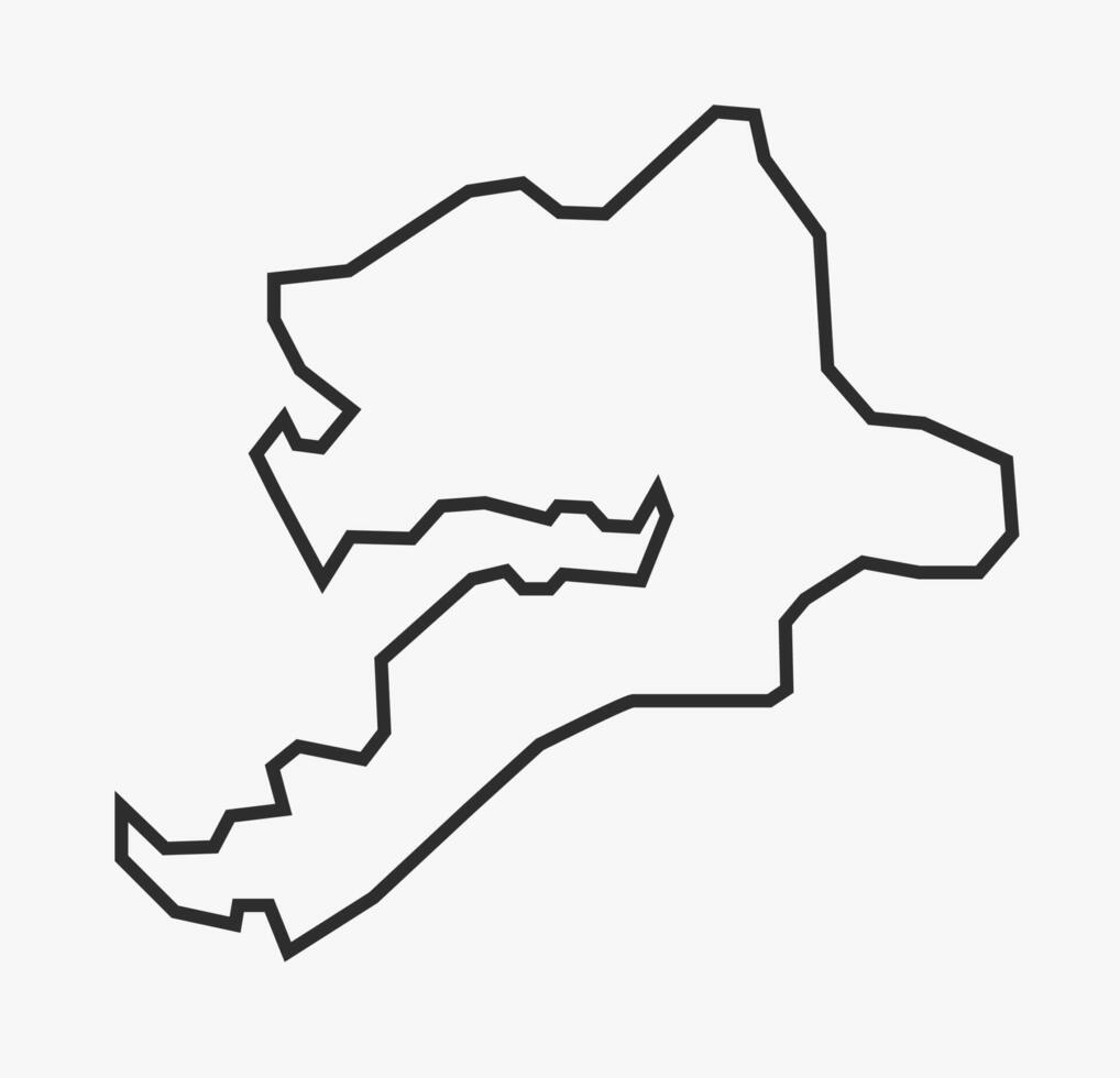 Flat Black line Map of Nandurbar District, Maharashtra, India vector
