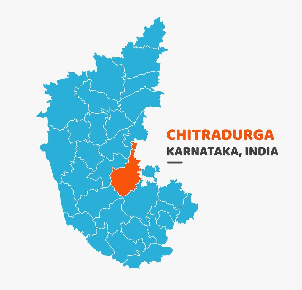 Chitradurga District Highlighted on Karnataka State Map vector