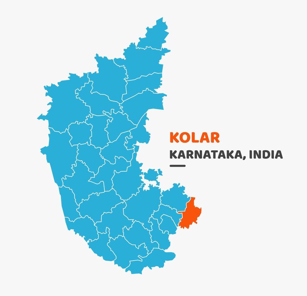 Kolar District Highlighted on Karnataka State Map vector