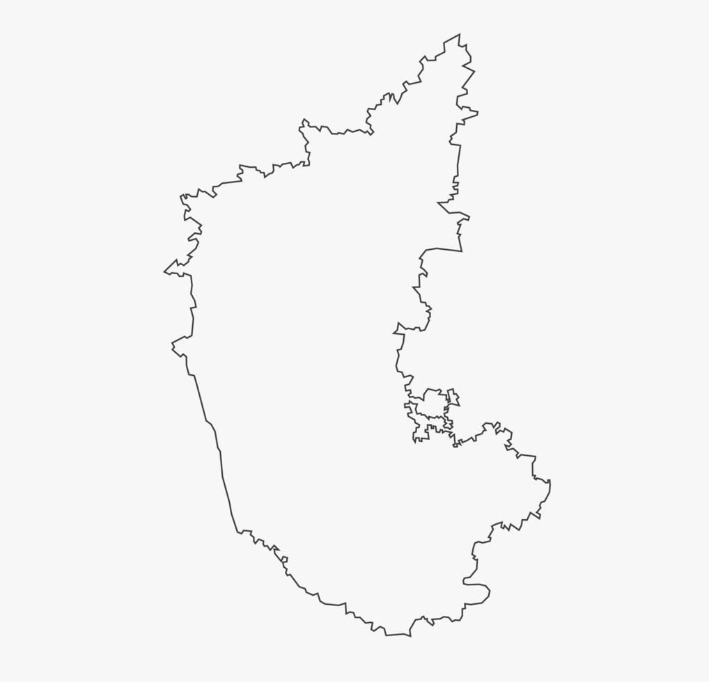 Karnataka State Outline Map on White Background vector