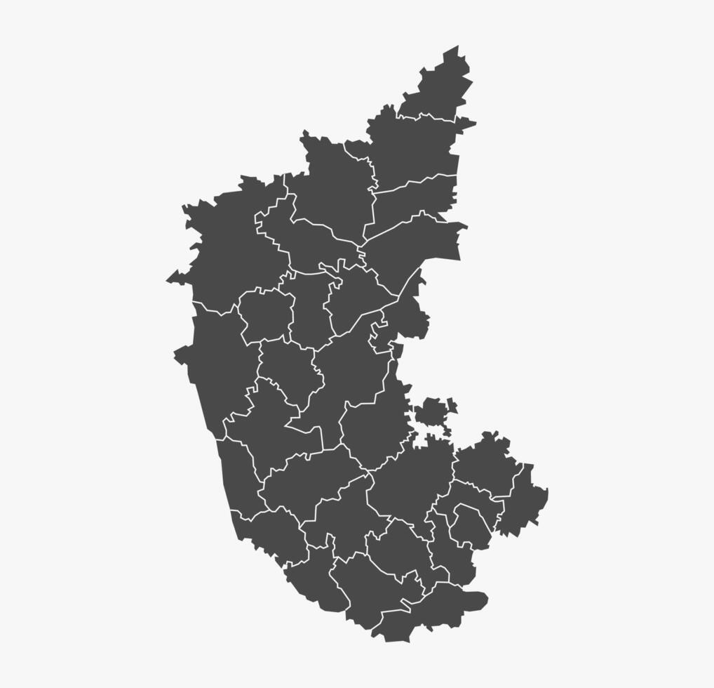 Karnataka State Map with all district White Background vector