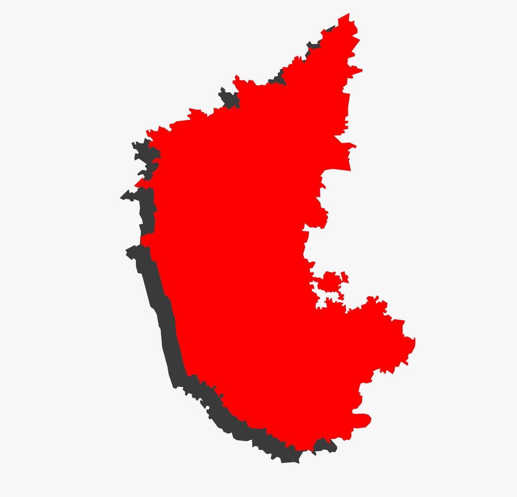 Red Karnataka State Map with Drop Shadow vector
