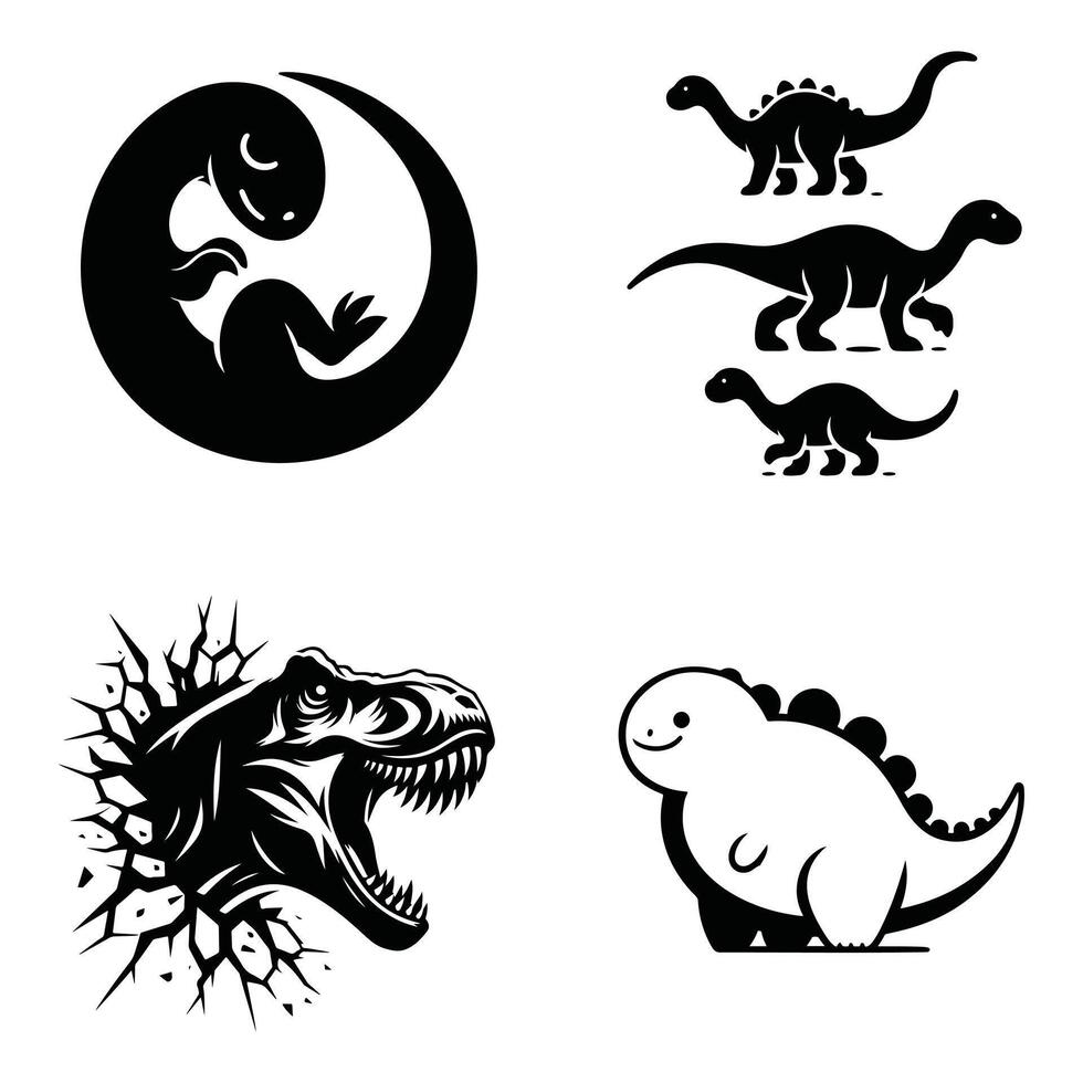Dinosaur Era Skeletons, Claws Shadows in Art vector