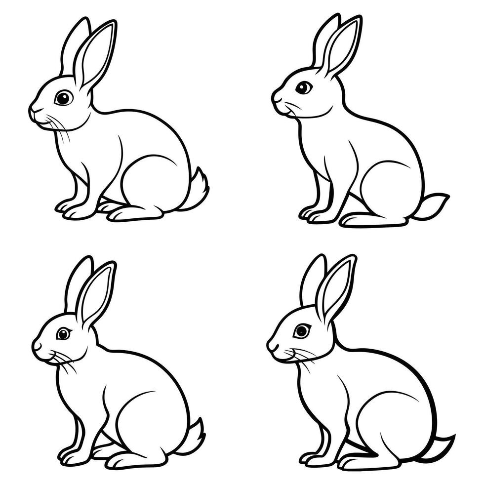 Crouching Bunny Wild Animal Silhouette Art vector