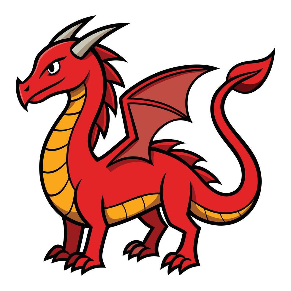 Red dragon flat design on white background vector