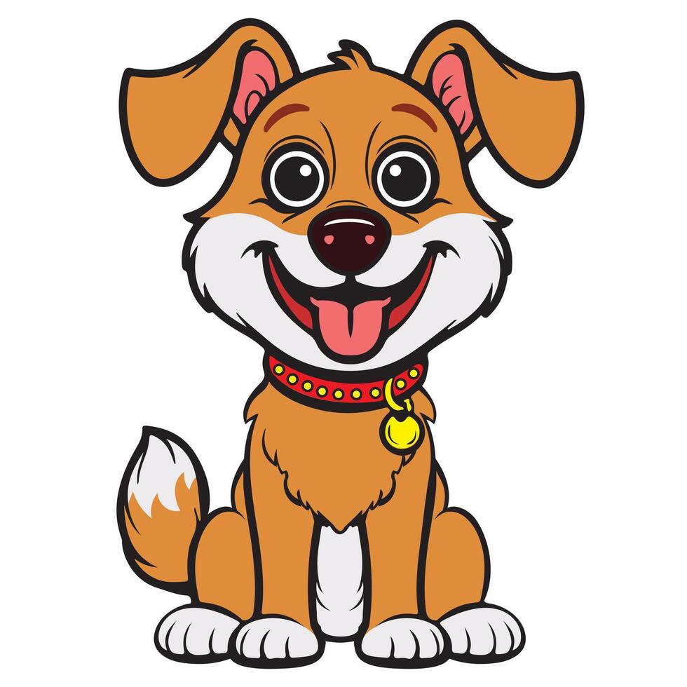 Happy cute cartoon puppy flat design isolated on white background vector