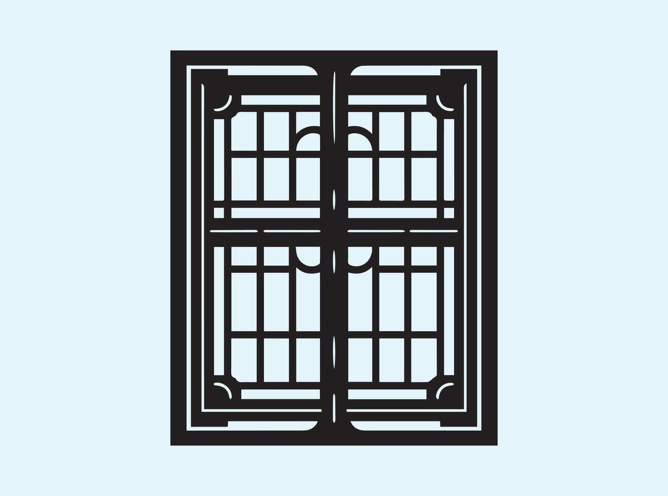 Window Silhouette with Grids and Panes vector