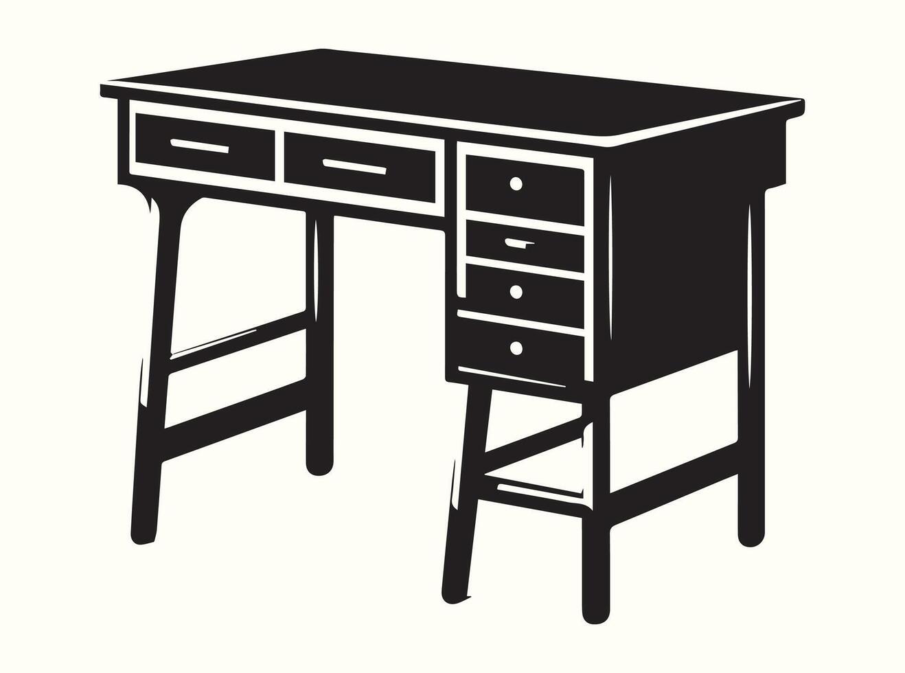 Study Desk Silhouette in Black vector