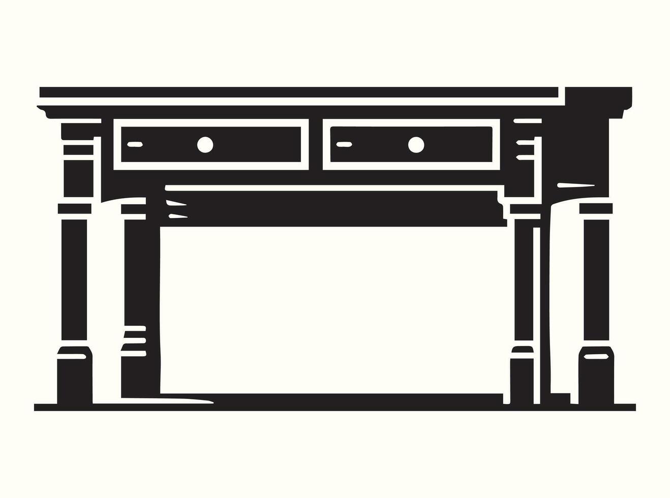 Solid Black Silhouette of a Desk vector