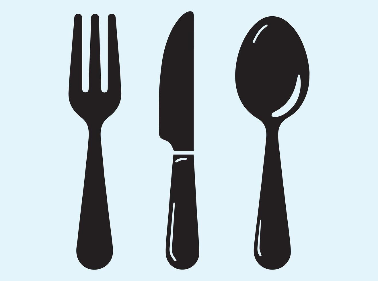 Solid Black Cutlery Silhouette Isolated vector