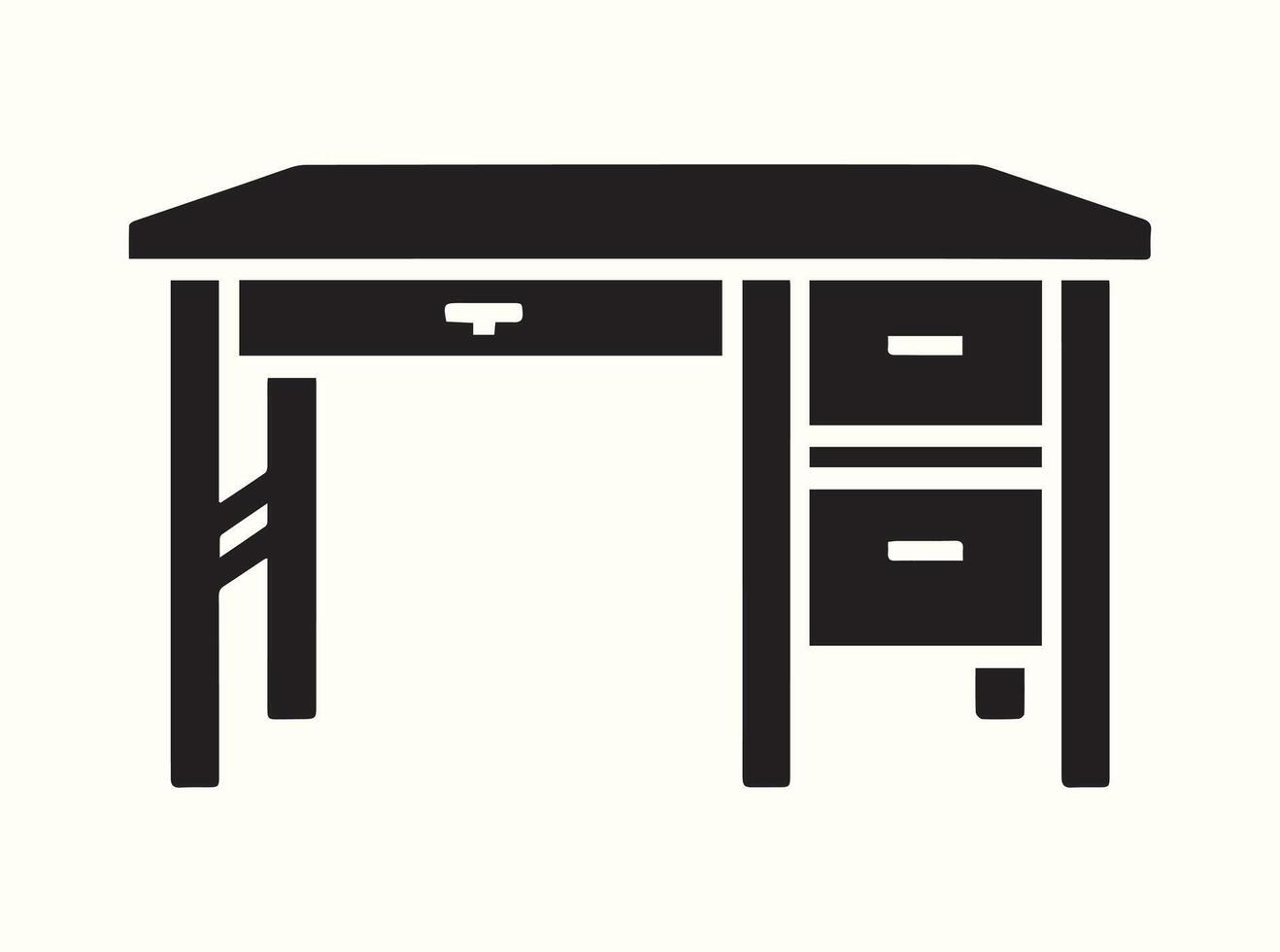 Office Desk Silhouette in Solid Black vector