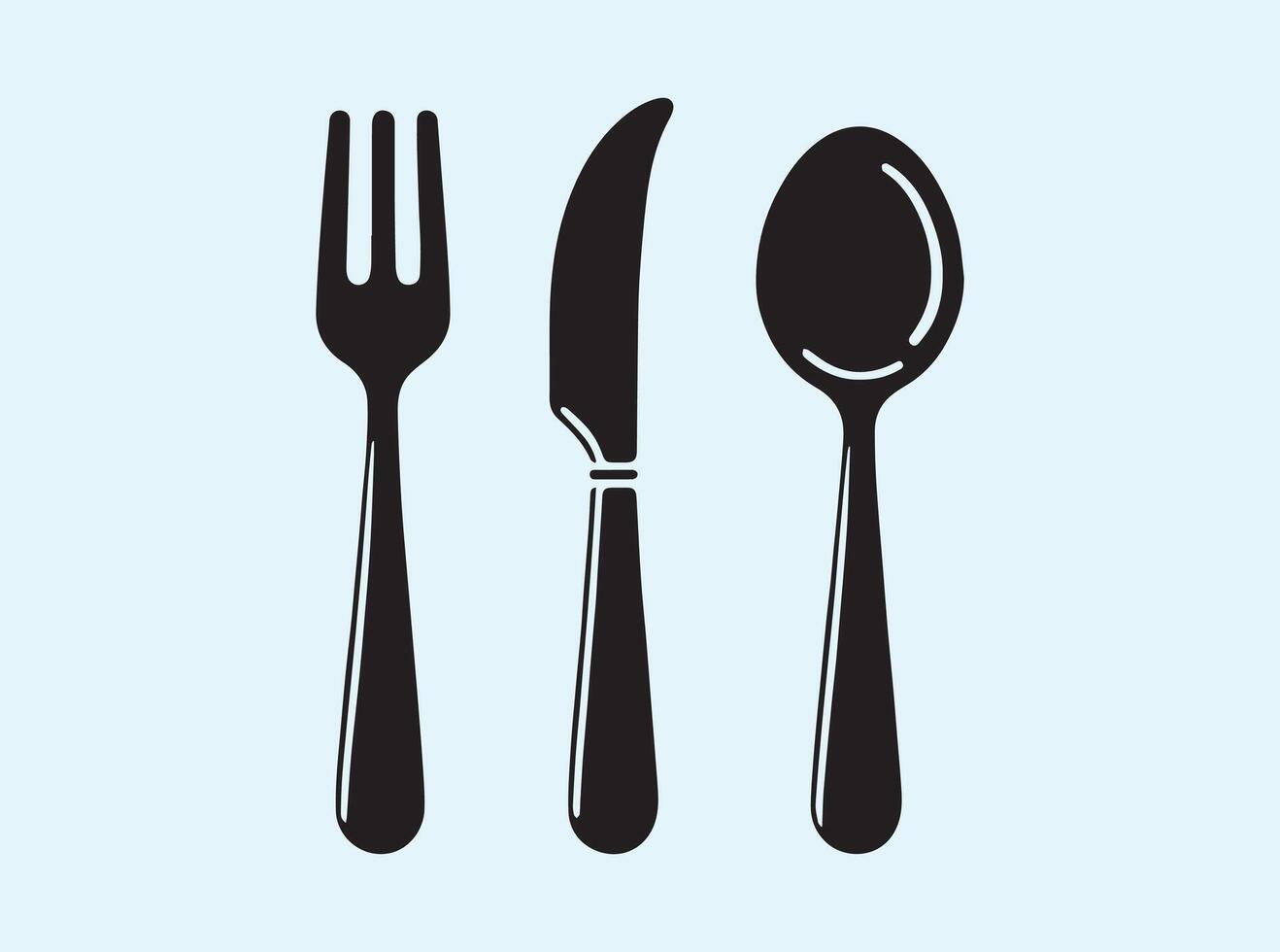 Cutlery Set Silhouette in Solid vector