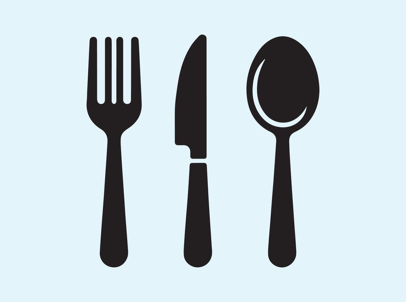Solid Black Kitchen Utensils Silhouette vector