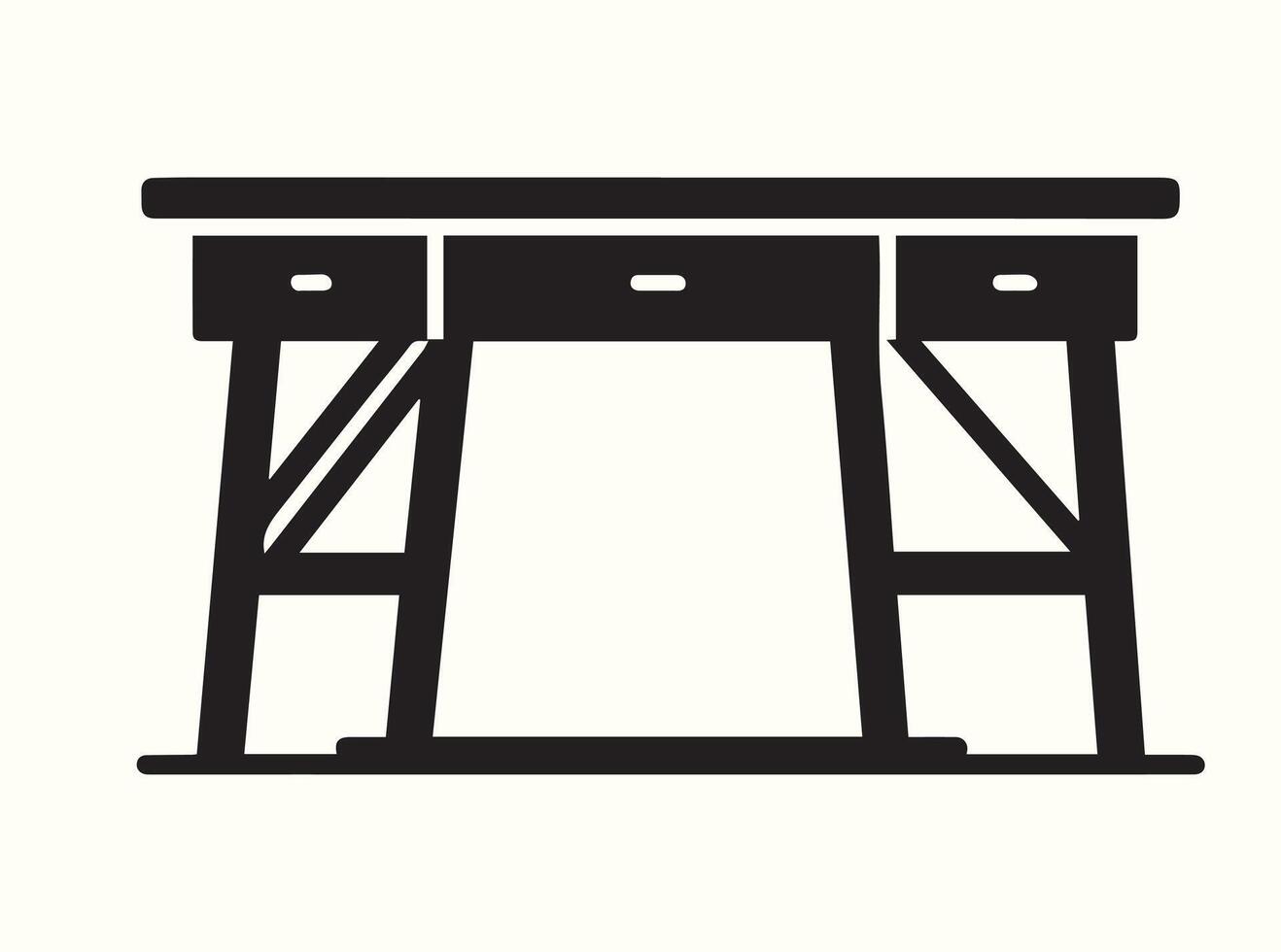 Modern Desk Silhouette in Solid Black vector