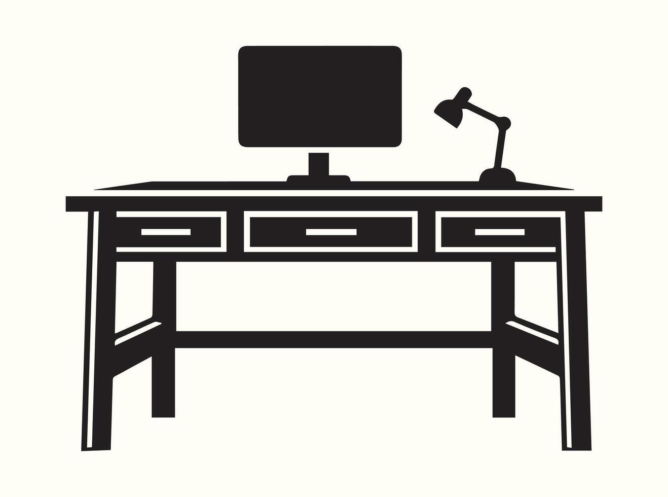 Desk Outline Silhouette in Black vector