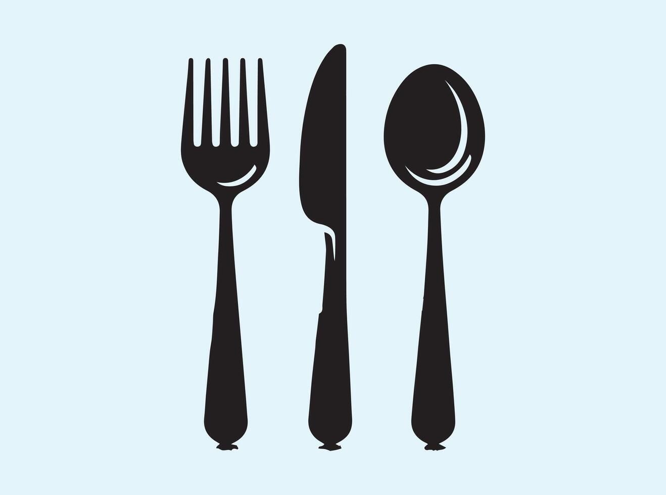 Minimalist Black Cutlery Silhouette Illustration vector