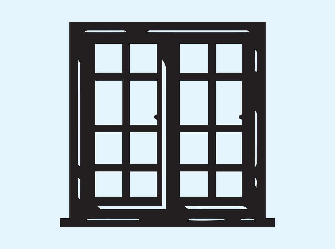 Old-Style Window Frame Silhouette Design vector