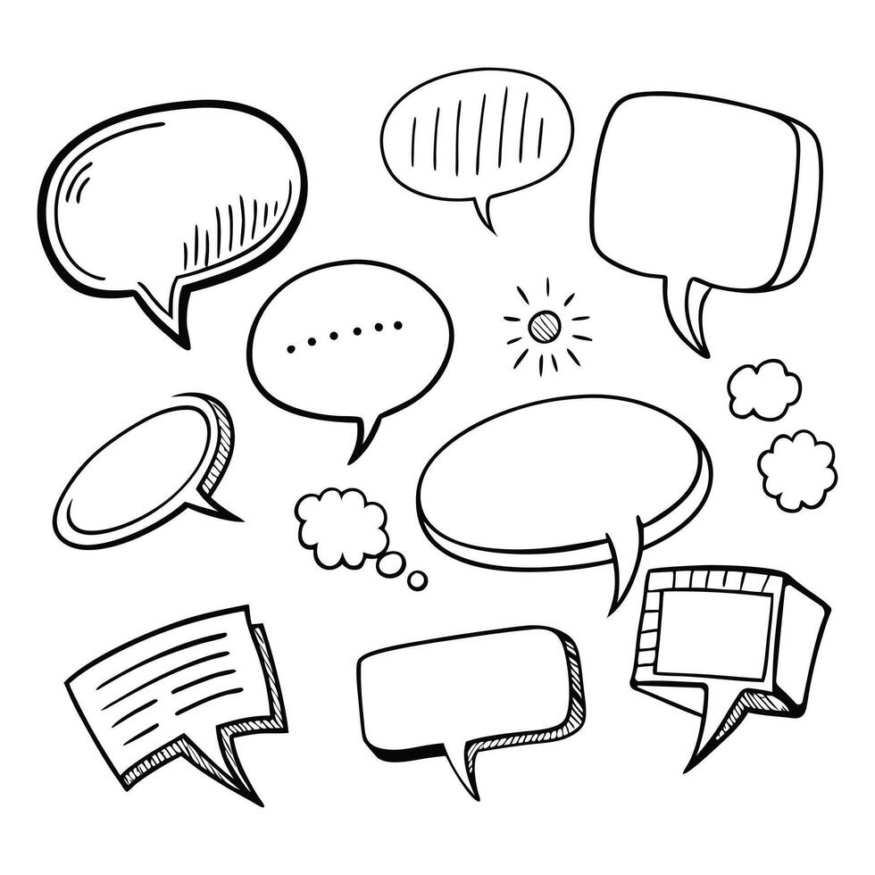 Pack of speech bubbles sketches flat design on white background vector