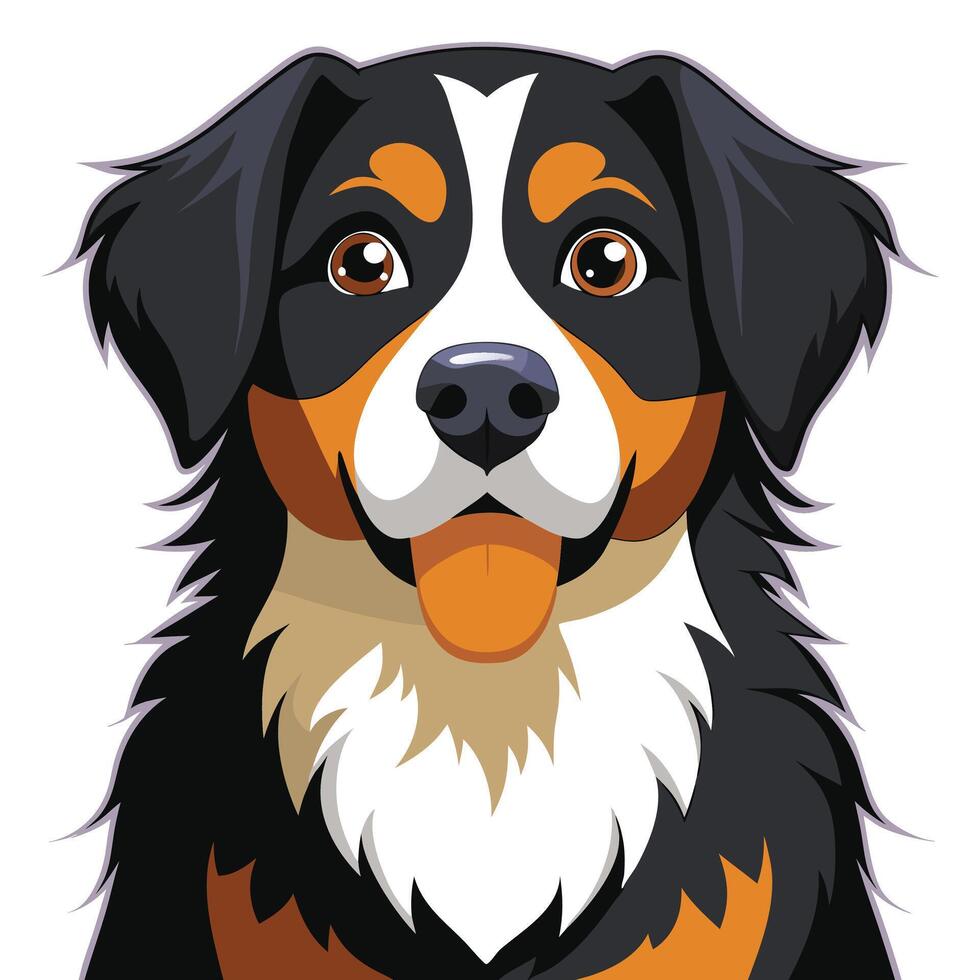 Cute cartoon bernese mountain dog flat design vector