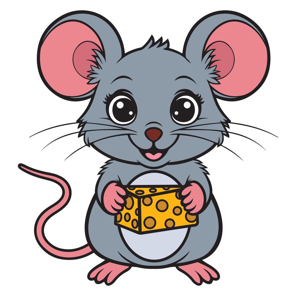 Cute cartoon mouse isolated on white background vector