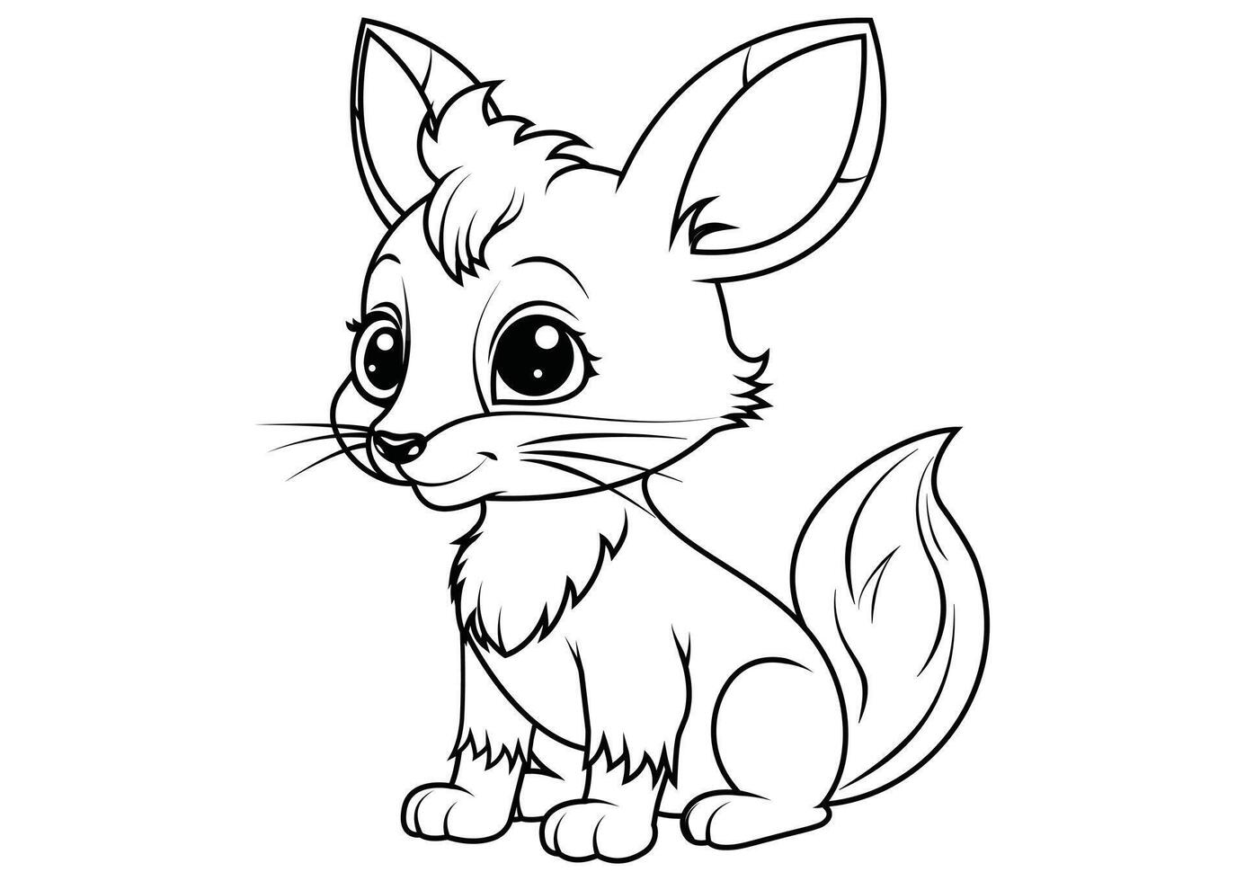 Black and white cute cartoon Fox vector