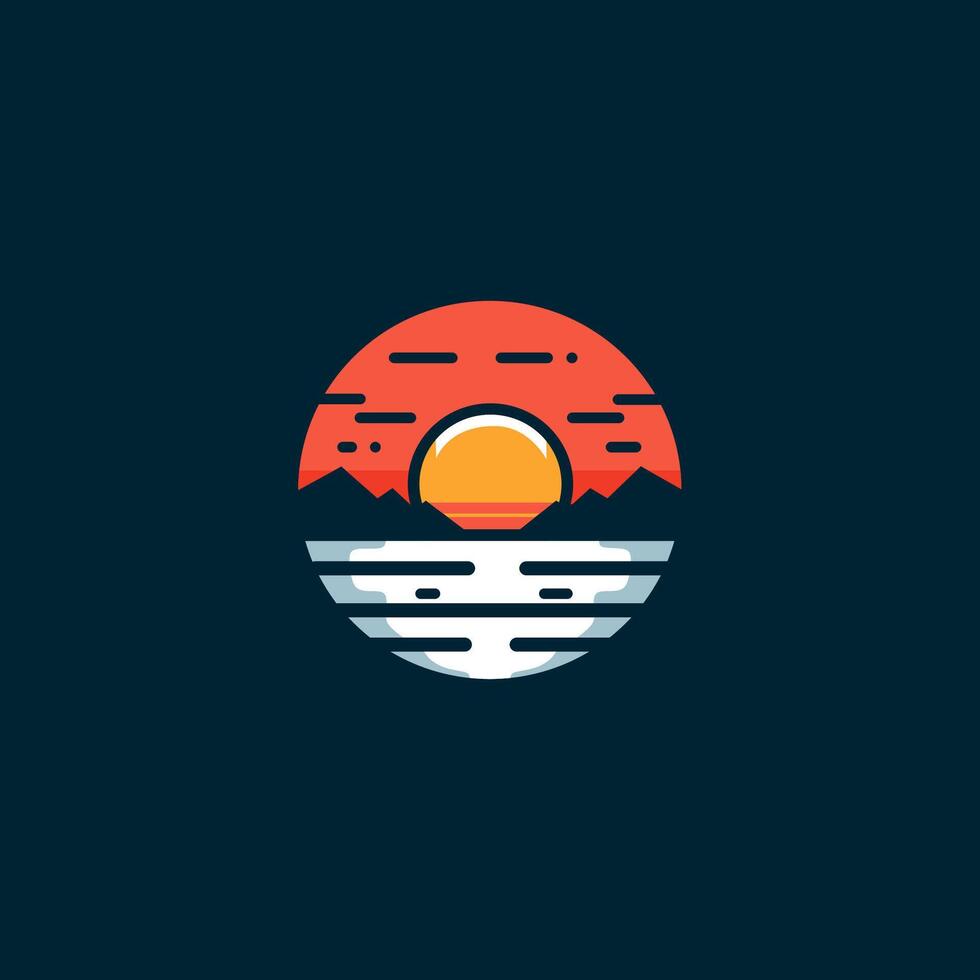 A sunset over the ocean logo vector