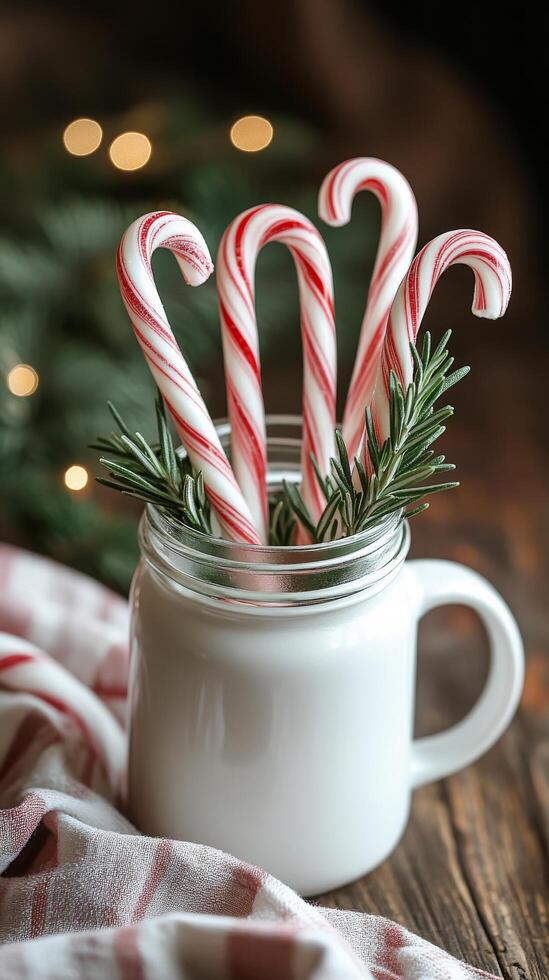 Candy canes in a mug photo