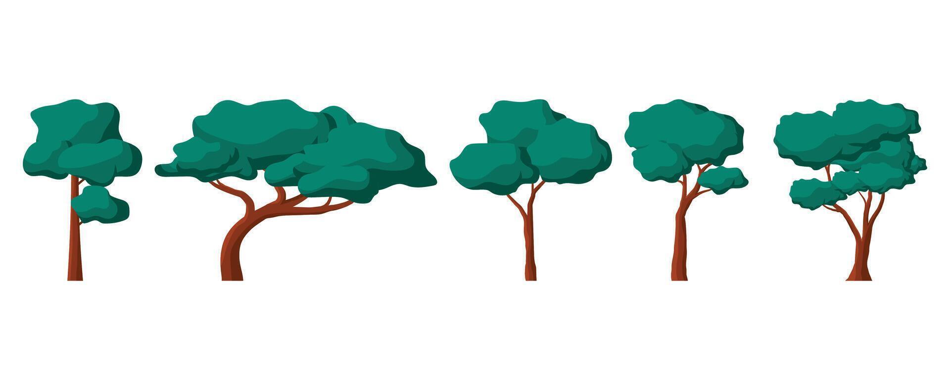 a set of cartoon trees illustration design elements for nature concept vector
