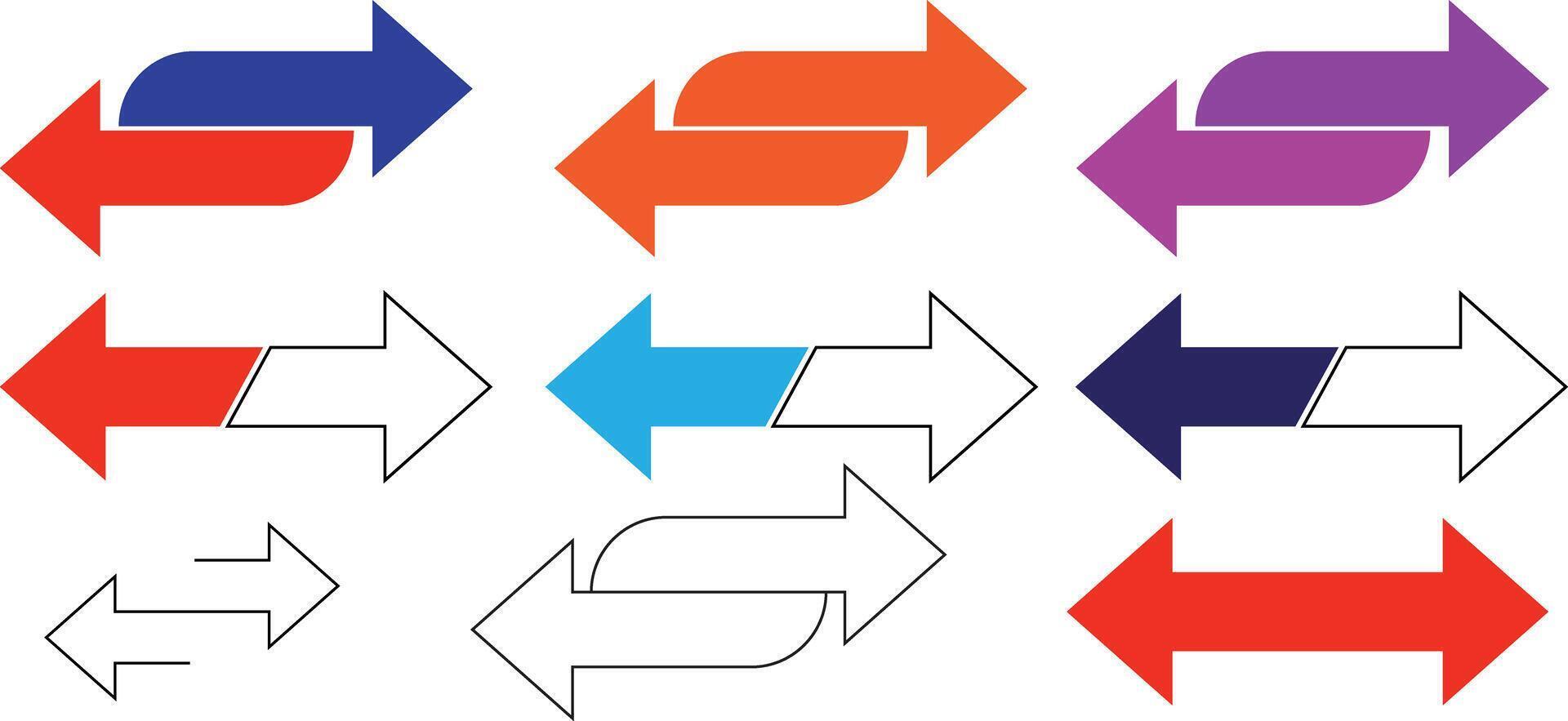 a set of arrows with different colors and shapes vector