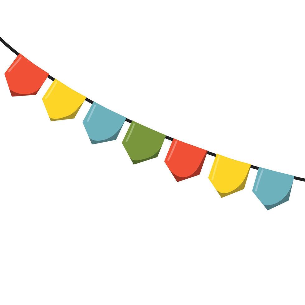 Carnival garland with flags isolated on white background. vector