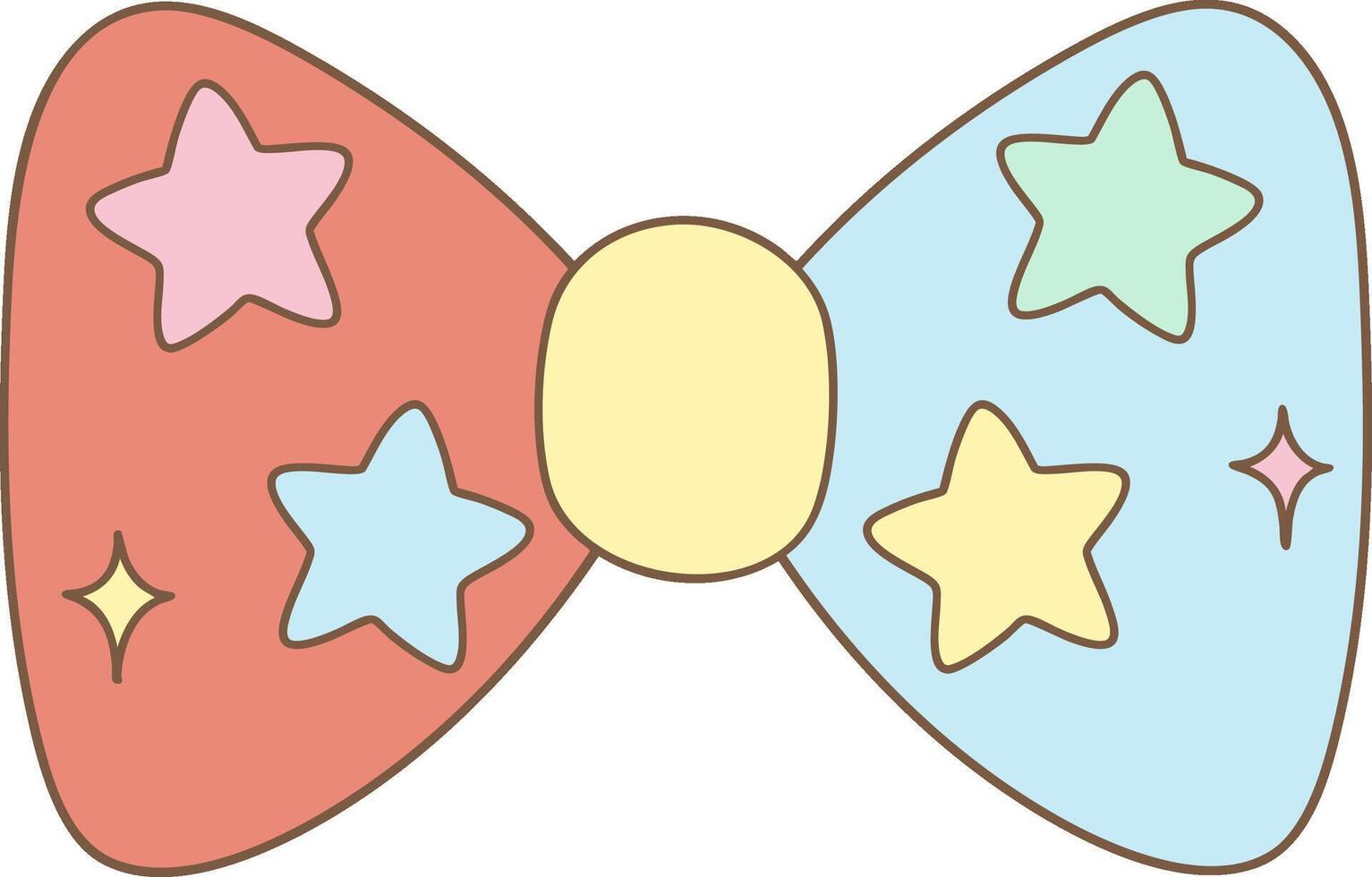 Bow tie with pastel color in cartoon clowncore style for fun party vector