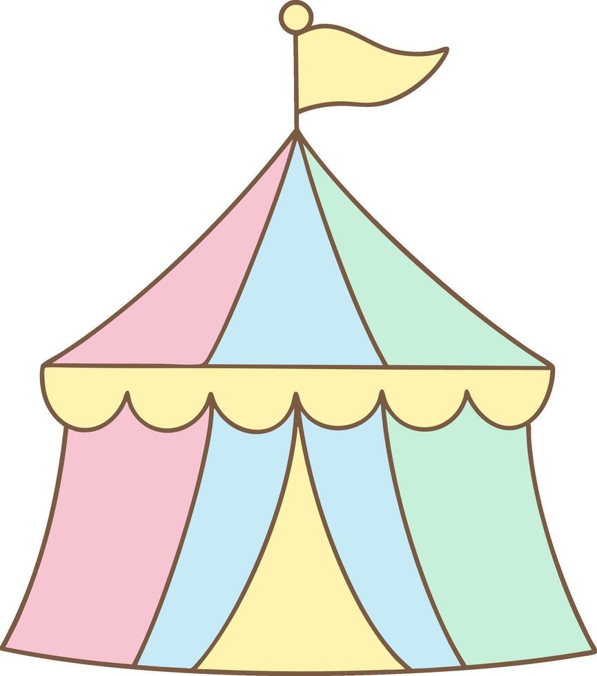 Circus tent with pastel colors in a cute cartoon clowncore style for festival designs vector