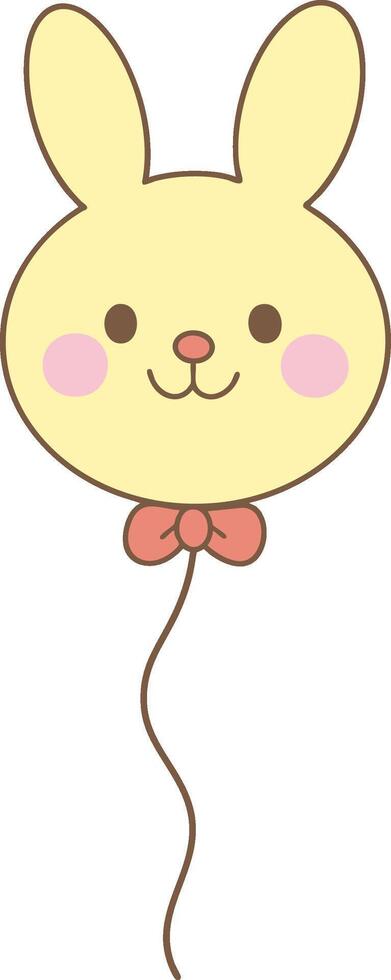 Bunny balloon with cute face in a cartoon clowncore style and pastel color tone vector
