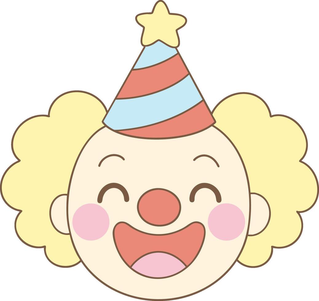 Clown face with smiling expression in a cute cartoon clowncore style and pastel theme vector