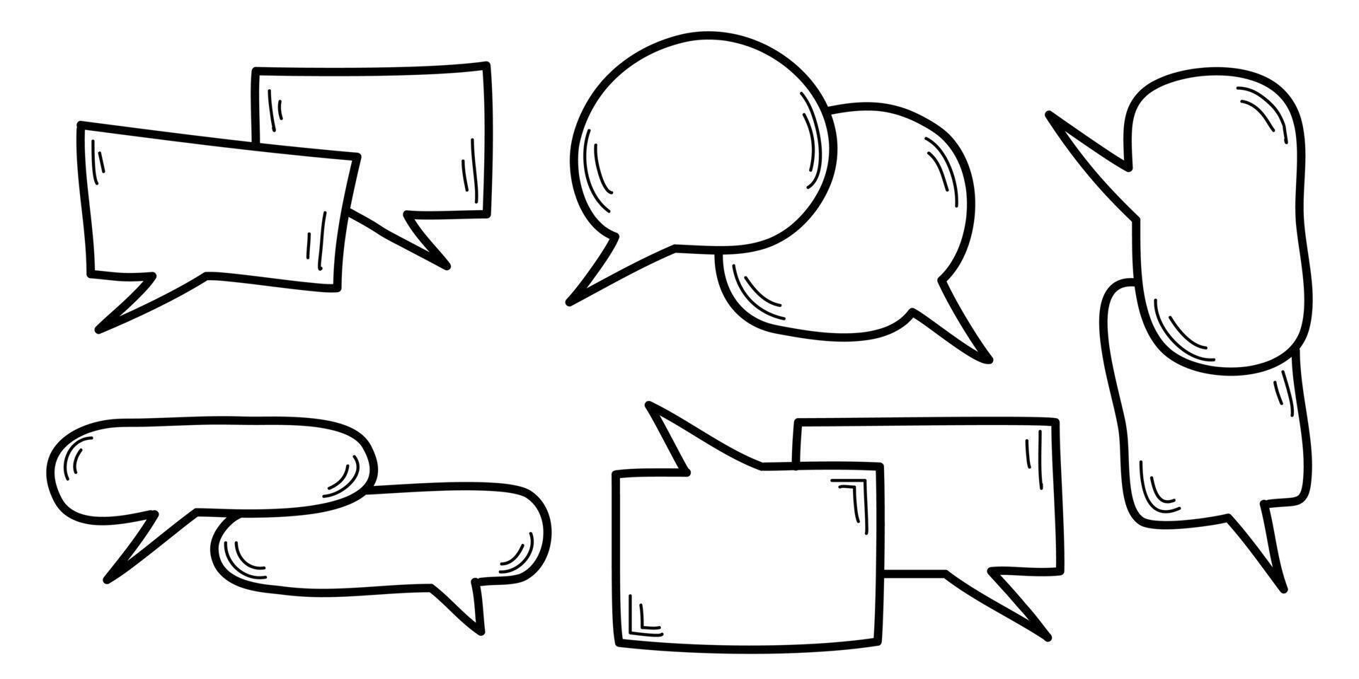 Speech bubbles comic on doodle set, isolated on white background vector