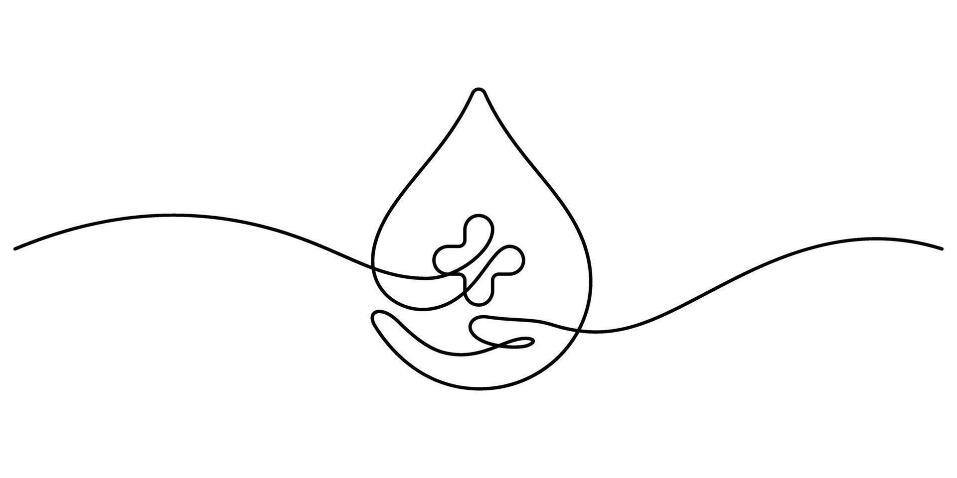 blood donation hand giving cross sign one line continuous vector