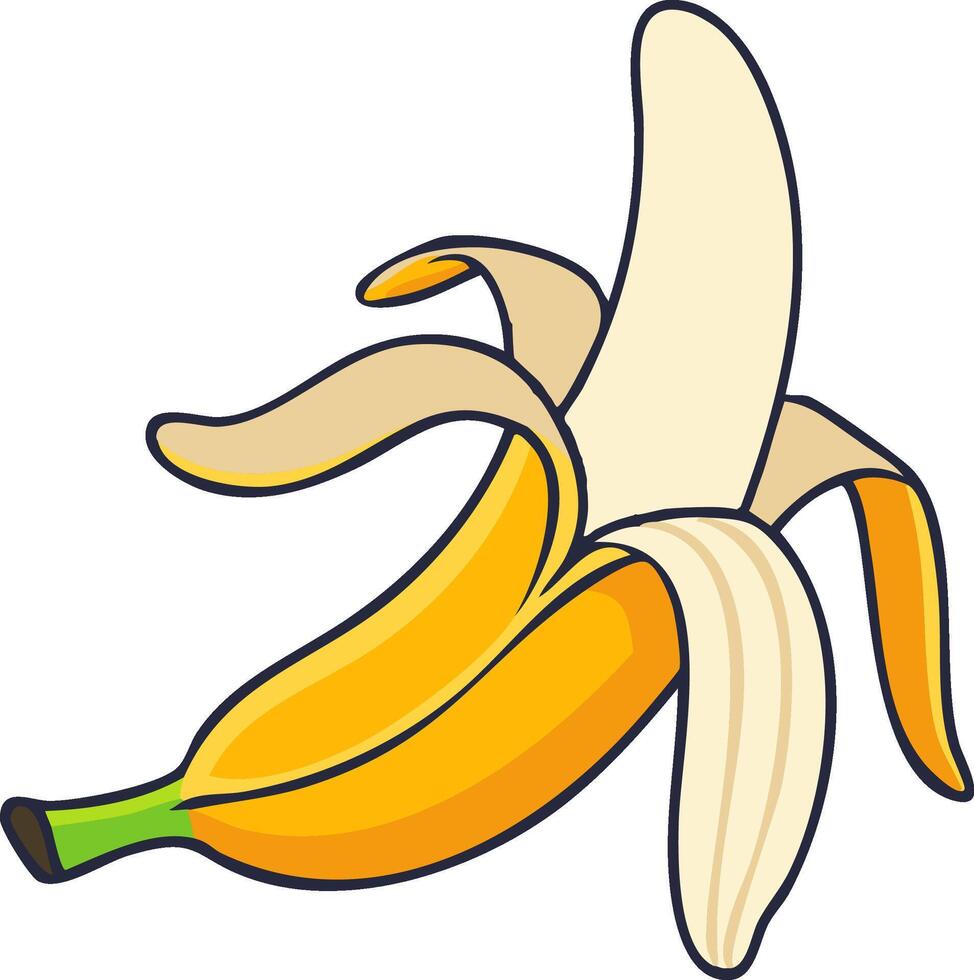 Open Banana with Curved Peel and Fresh Look Illustration vector