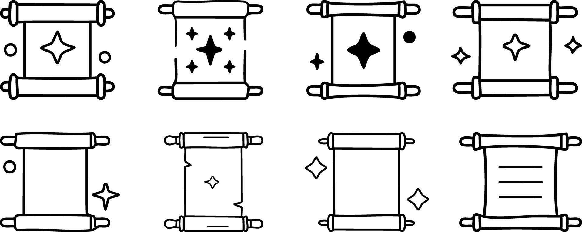 hand drawn magic scroll doodle illustration vector