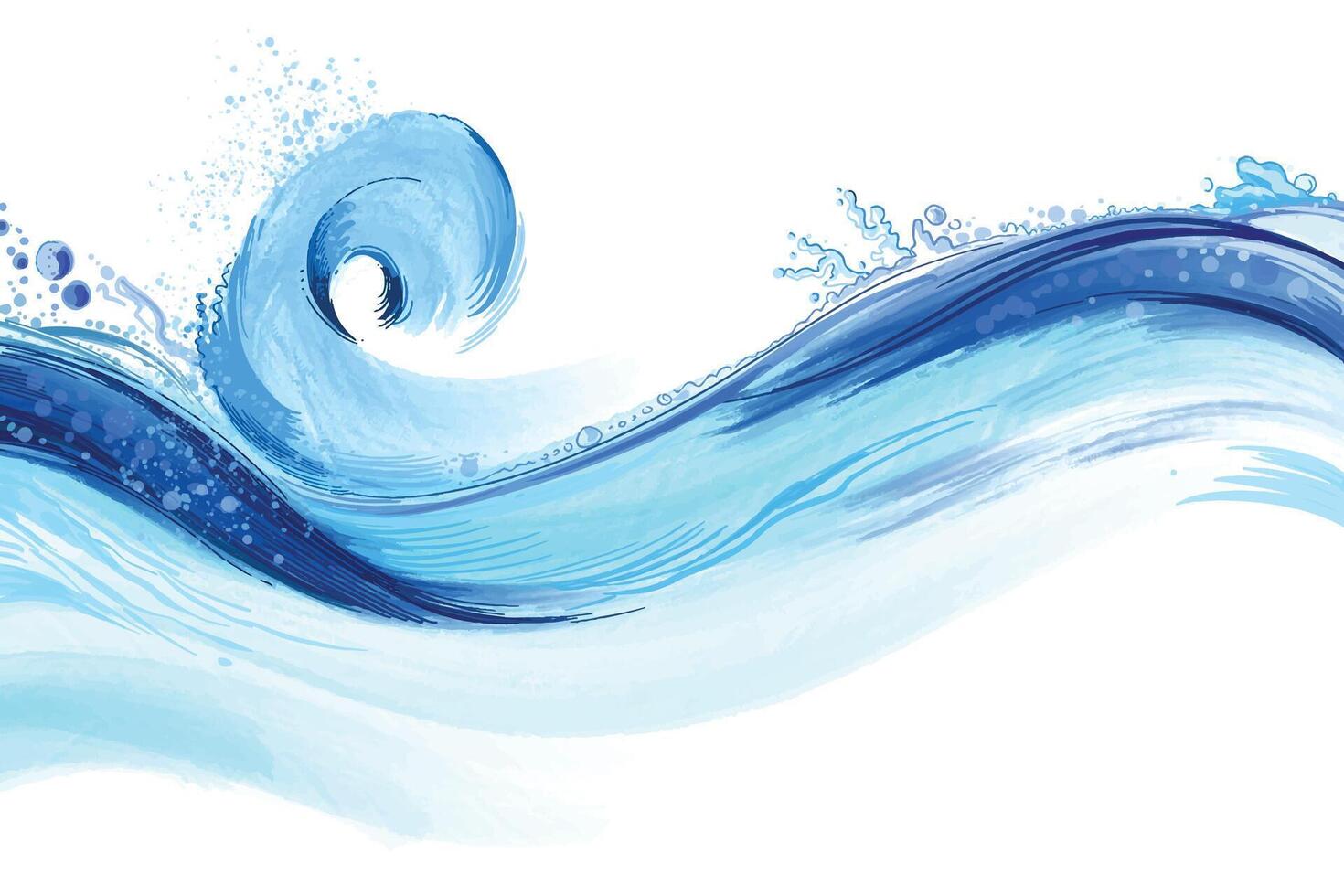Elegant blue water wave with bubbles background vector