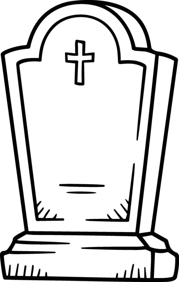 Hand-Drawn Tombstone Illustration with Cross - Halloween Grave Marker Design vector