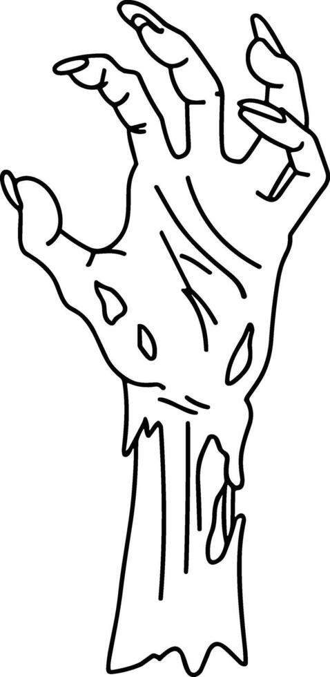 Creepy Zombie Hand Line Art - Halloween Horror Illustration vector