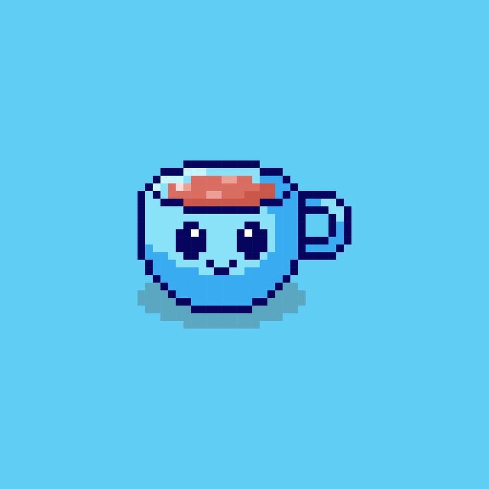 Pixel art Cute Coffee Cup game asset design vector