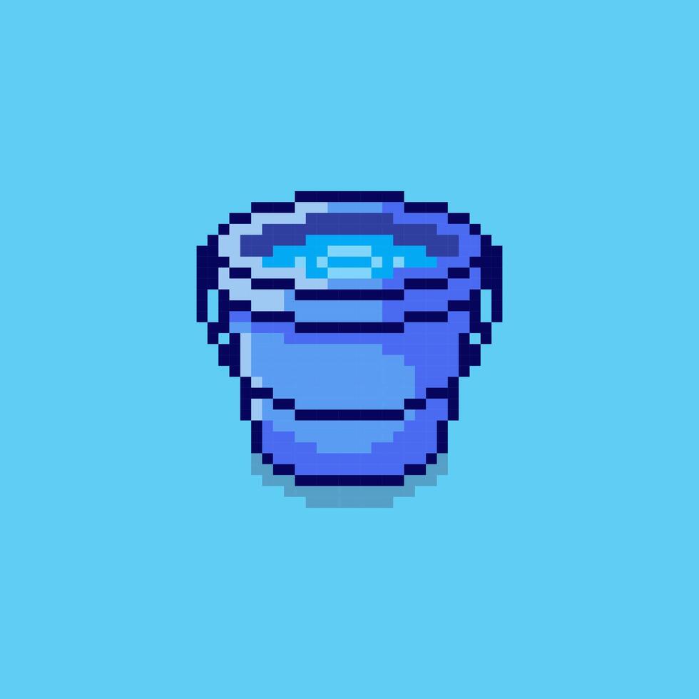 Pixel art Water Bucket game asset design vector