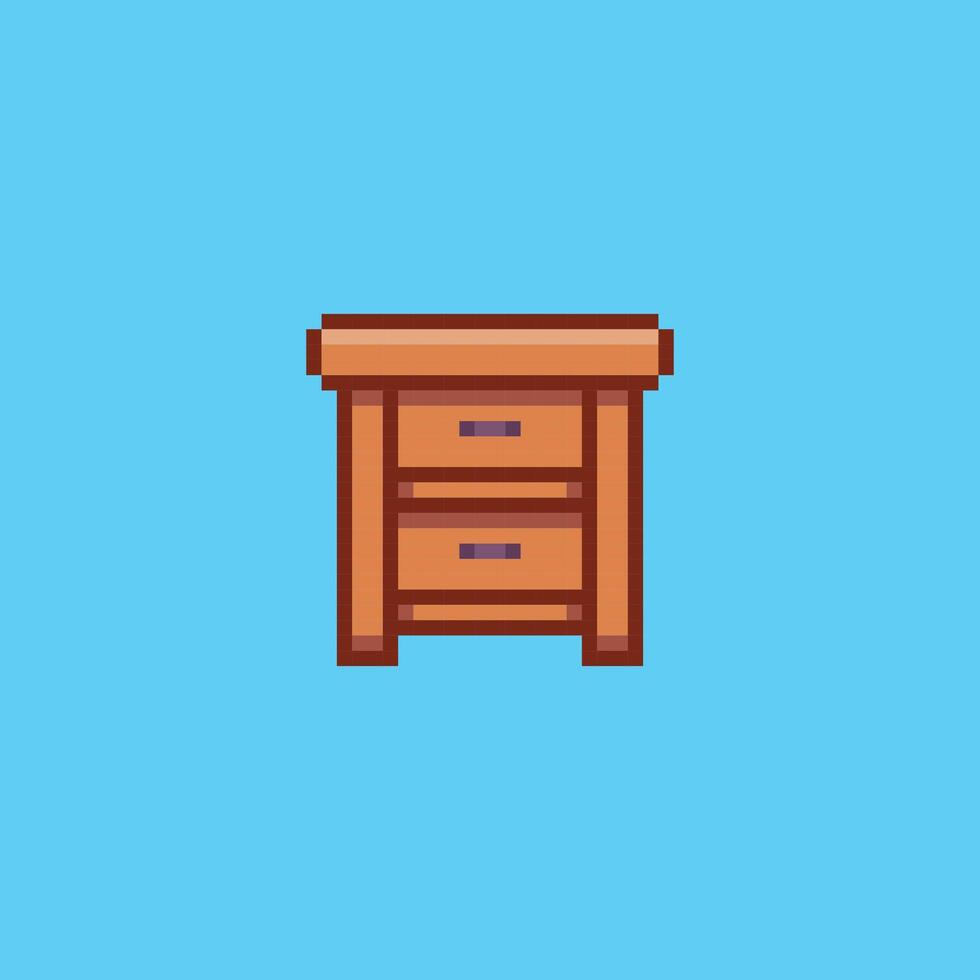 Pixel art Wooden Cupboard game asset design vector